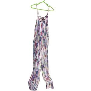 Love by Chesley Halter Jumpsuit Sleeveless Color Block Elastic Waist Size Medium